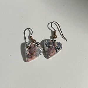 Pink And Blue Heart Earrings, Like New